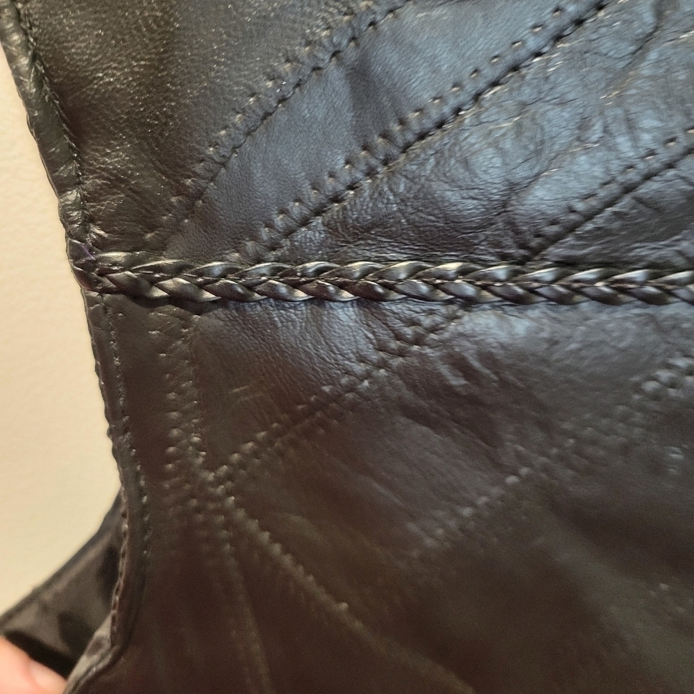Twin Creek Mens Size Xl Black Biker Leater Vest - Picture 4 of 6